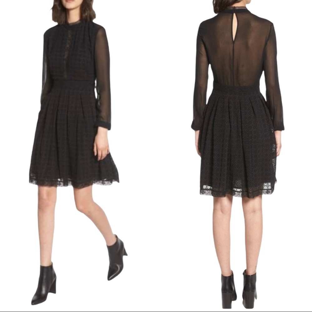 AllSaints Lilith Eyelet Lace Midi Dress Size 2
